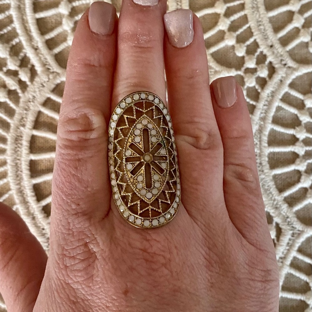 Gold and White ring